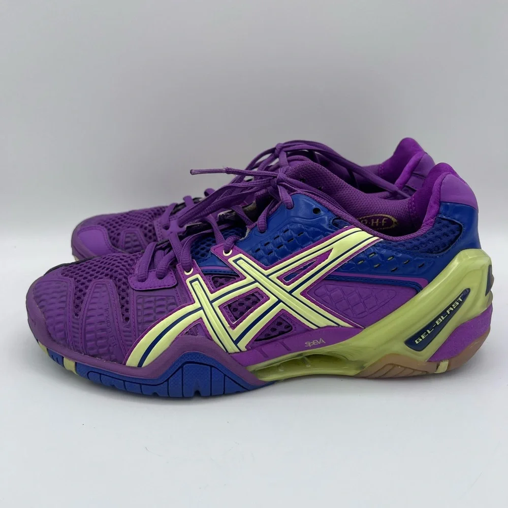 Asics Gel-Blast 5 Purple‎ Blue Lime Indoor Court Shoes E358Y Womens Sneakers